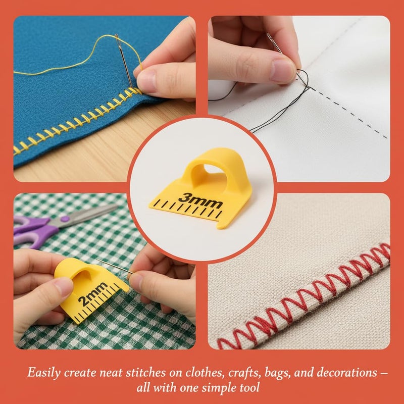HarMomentum Edge Stitch Lock and Sewing Gauge-Sewing Gauge-Edge Sewing Lockranding Tool-Needle Gauge Quilting Ruler for Straight & Curved Seams for Beginners,Professional Sewers - 2/3/4 Mm, 3 Pcs,Plastic (Yellow) - Image 5